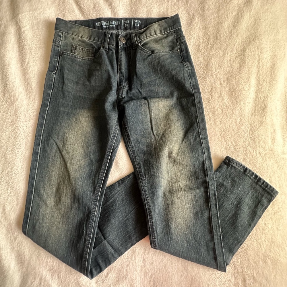 Vintage Genes Men's Slim Fit Straight Jeans Lived In Denim 1891 28x30
